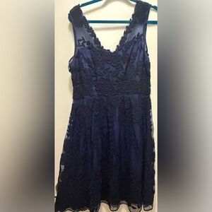 Yoana Baraschi Navy Blue Lace Dress